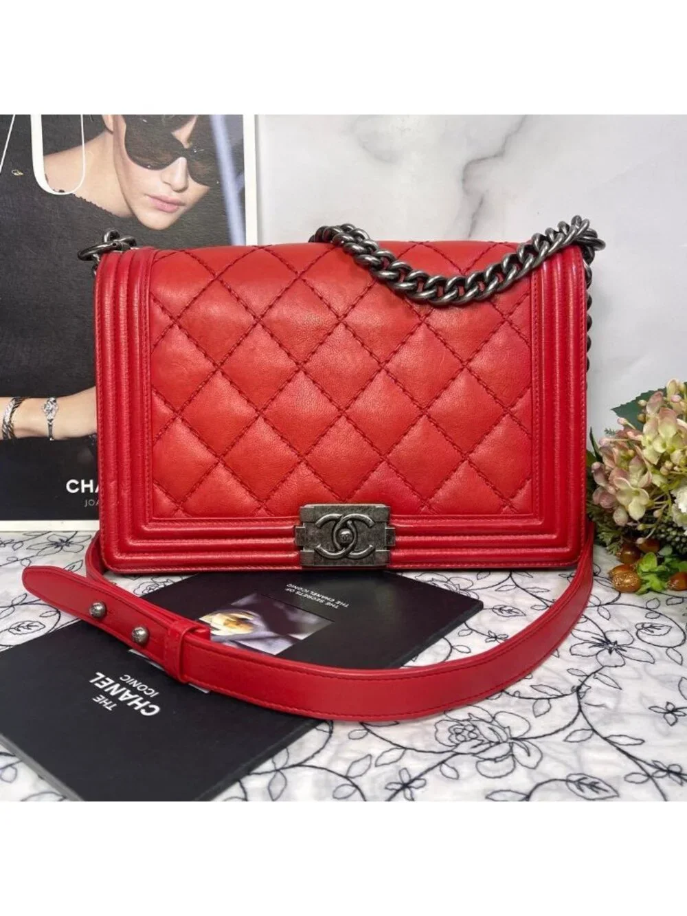 Chanel Boy Quilted Chain Shoulder Bag